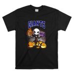 New York Giants Halloween Jack Skellington with Pumpkins and Flaming Football T Shirt T Shirt 6