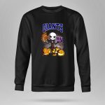 New York Giants Halloween Jack Skellington with Pumpkins and Flaming Football T Shirt T Shirt 9