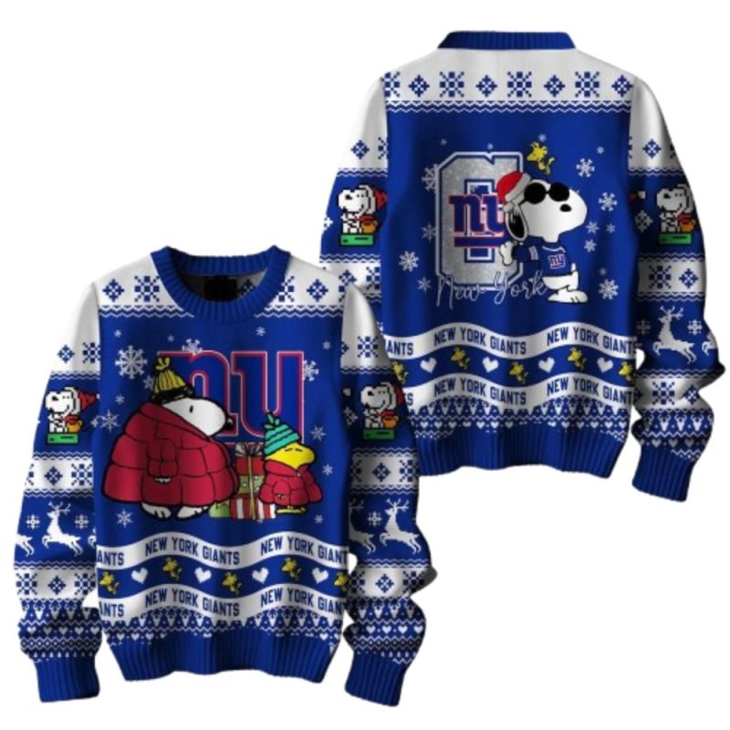 New York Giants Peanuts Snoopy Funny Christmas Ugly Sweater 1.Jpg