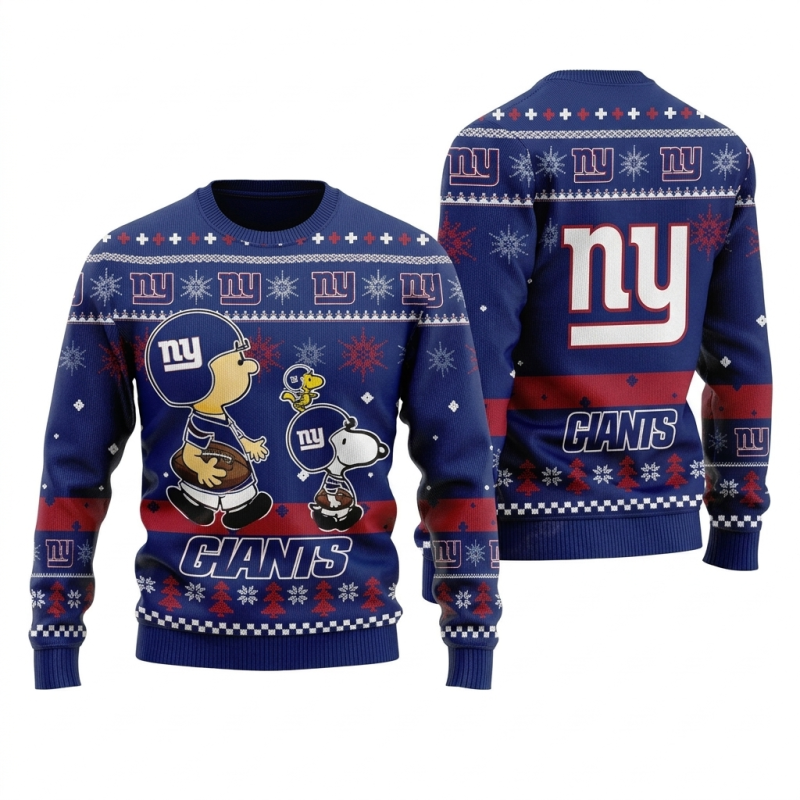New York Giants Peanuts Snoopy Pattern Christmas Ugly Sweater 1.Png