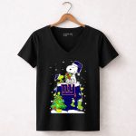 New York Giants Snoopy And Woodstock Christmas Tree Snow Winter 7 Womens V Neck