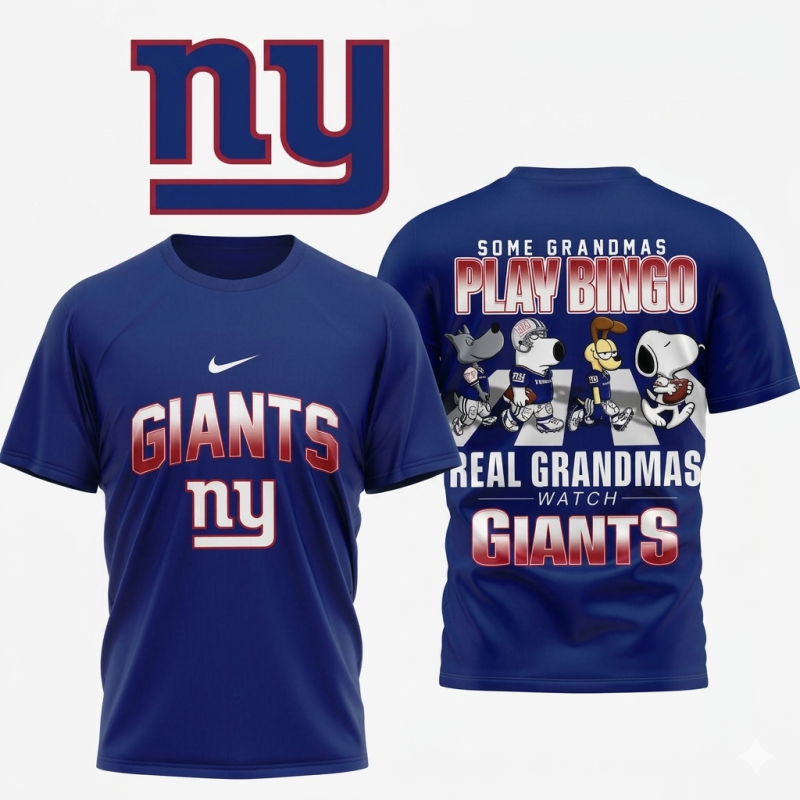 New York Giants Snoopy Cartoon Prime Time All Over Print T Shirt 1.Png