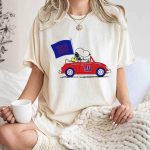 New York Giants Snoopy Driving With Woodstock and Flag T Shirt 7