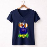 New York Giants Snoopy Halloween Witch Reading Football Pumpkin 5 Womens V Neck