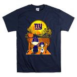 New York Giants Snoopy and Charlie Brown Halloween Pumpkin Scene T Shirt 7