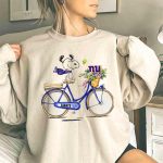New York Giants Snoopy on Bicycle with Flowers and Scarf 3 Sweatshirt