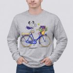 New York Giants Snoopy on Bicycle with Flowers and Scarf 6 Long Sleeves