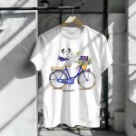 New York Giants Snoopy on Bicycle with Flowers and Scarf T Shirt 6