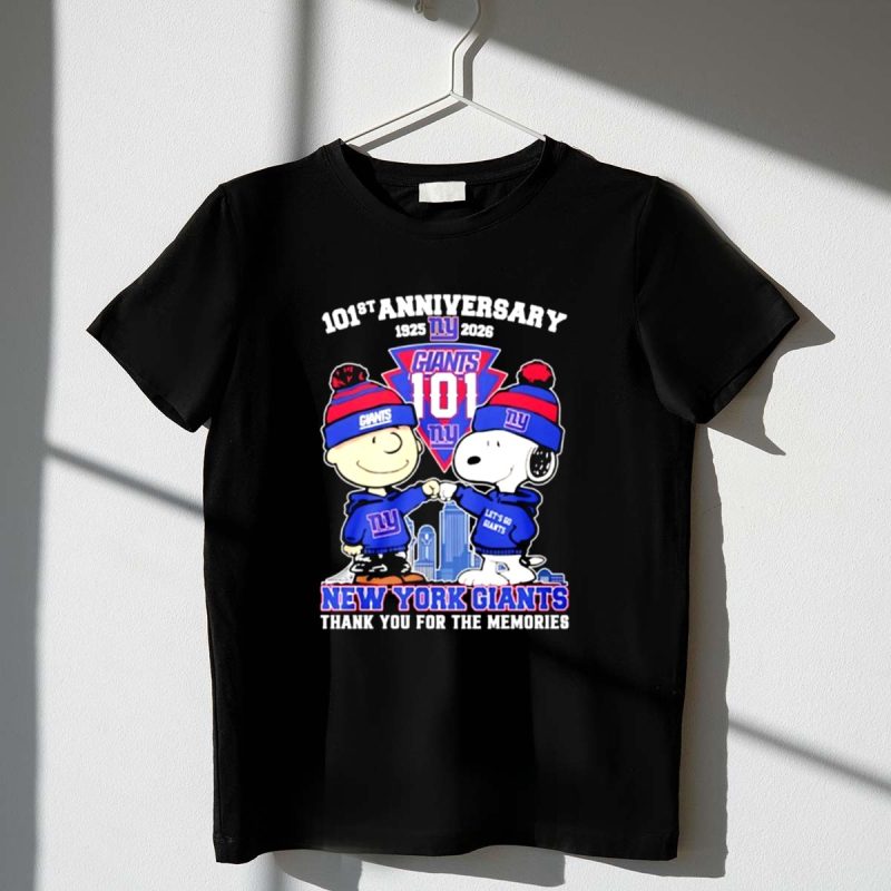 New York Giants Outfit With Snoopy And Charlie Brown 101St Anniversary 1925 2026 1 T Shirt