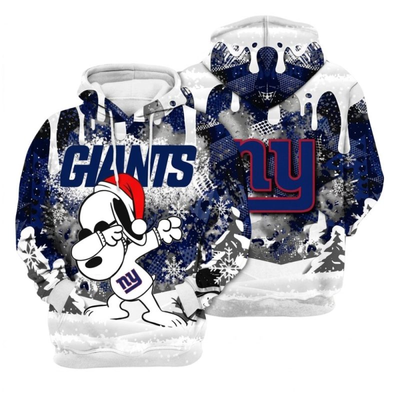 New York Giants X Snoopy Dabbing Christmas All Over Print Hoodie 1.Jpg