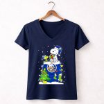 New York Islanders Snoopy And Woodstock Christmas Hockey Fans 5 Womens V Neck.jpg