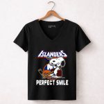New York Islanders Snoopy Perfect Smile The Peanuts 7 Womens V Neck.jpg