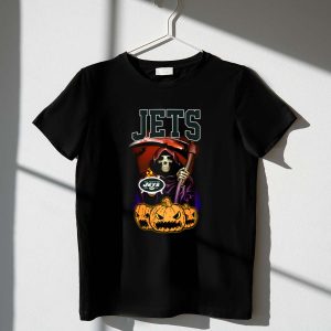 New York Jets Grim Reaper Halloween Theme with Pumpkins 1 T Shirt