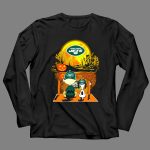 New York Jets Halloween Snoopy and Charlie Brown with Pumpkin 4 Long Sleeves