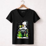 New York Jets Snoopy And Woodstock Christmas Gift With Tree And Snowflakes 5 Womens V Neck1