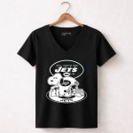 New York Jets Snoopy Football Helmet 7 Womens V Neck