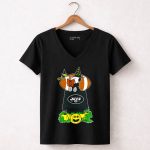New York Jets Snoopy Halloween Reading Witch Pumpkin Football 7 Womens V Neck