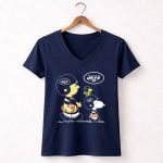 New York Jets Snoopy and Woodstock Football Adventure 5 Womens V Neck