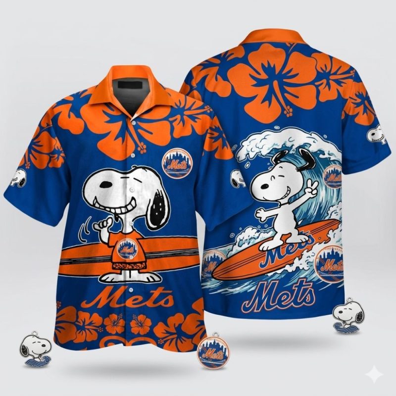 New York Mets Snoopy Surf Floral Beach Hawaiian Shirt 1.Jpg