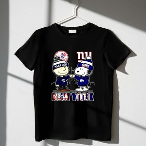 Mashup New York Yankees Charlie Brown And New York Giants Snoopy Shirt
