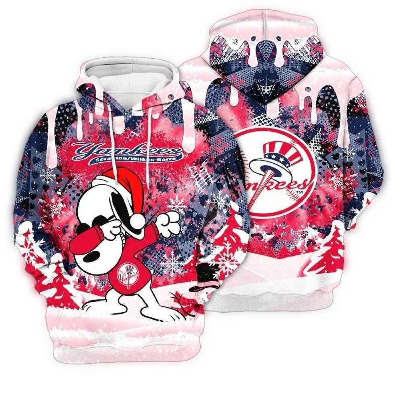 New York Yankees Snoopy Dabbing Christmas Aop Hoodie 1.Jpg