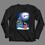 Noel Night Snoopy Peanuts Movie Christmas Scene Santa Sleigh Winter Tree with Lights T Shirt 4.jpg