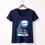 Noel Night Snoopy Peanuts Movie Christmas Scene Santa Sleigh Winter Tree with Lights T Shirt 5.jpg