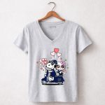 Notre Dame Fighting Irish Mashup Snoopy and Hello Kitty Valentine 7 Womens V Neck.jpg