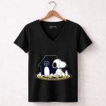 Notre Dame Fighting Irish Snoopy Football Fan Now And Forever 7 Womens V Neck.jpg
