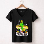 Notre Dame Fighting Irish Snoopy and the Peanuts Christmas 7 Womens V Neck.jpg