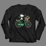 Notre Dame Fighting Irish Snoopy on Bicycle with Flowers and Woodstock 4 Long Sleeves.jpg