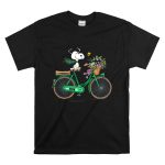 Notre Dame Fighting Irish Snoopy on Bicycle with Flowers and Woodstock T Shirt 6.jpg
