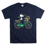 Notre Dame Fighting Irish Snoopy on Bicycle with Flowers and Woodstock T Shirt 7.jpg