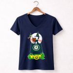 Oakland Athletics Halloween Snoopy And Woodstock Pumpkin Scene 5 Womens V Neck.jpg