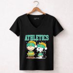 Oakland Athletics Snoopy Charlie Brown Christmas Baseball 7 Womens V Neck.jpg