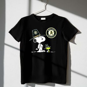 Oakland Athletics Snoopy and Woodstock Wearing Team Hats 1 T Shirt.jpg