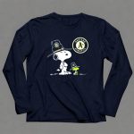 Oakland Athletics Snoopy and Woodstock Wearing Team Hats 6 Long Sleeves.jpg