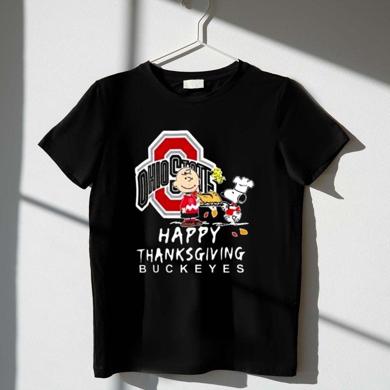 Ohio State Buckeyes Charlie Brown And Snoopy Happy Thanksgiving 1 T Shirt 1