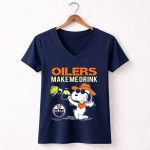 Oilers Make Me Drink Snoopy Edmonton Fans 5 Womens V Neck.jpg