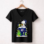 Oklahoma City Thunder Christmas With Snoopy And Woodstock 7 Womens V Neck