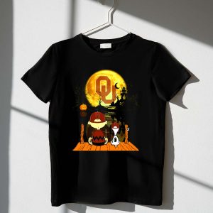 Oklahoma Sooners Halloween Moon Charlie Brown and SnoopyOU Haunted House 1 T Shirt.jpg