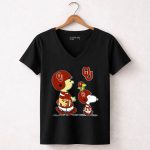 Oklahoma Sooners Snoopy Peanuts Football Team Spirit 7 Womens V Neck.jpg