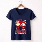 Oklahoma Sooners forever not just when we win Charlie Brown and Snoopy fist bump 5 Womens V Neck.jpg