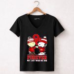 Oklahoma Sooners forever not just when we win Charlie Brown and Snoopy fist bump 7 Womens V Neck.jpg