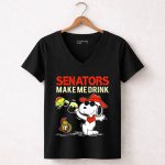 Ottawa Senators Make Me Drink Snoopy Peanuts Fan Fun 7 Womens V Neck.jpg