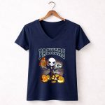 Packers Halloween Jack Skellington Green Bay Football Pumpkins 5 Womens V Neck