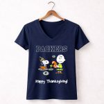 Packers Snoopy Charlie Brown Happy Thanksgiving 5 Womens V Neck