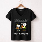 Packers Snoopy Charlie Brown Happy Thanksgiving 7 Womens V Neck