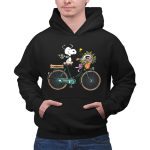 Packers Snoopy on Bicycle with Flowers and Woodstock 2 Hoodie