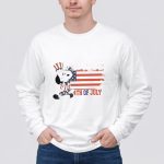 Patriotic Snoopy Wearing Uncle Sam Hat with American Flag Background 4th Of July 4 Long Sleeves